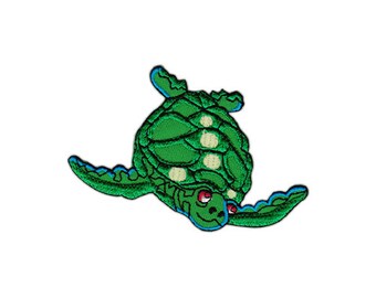 bb75 turtle green turtle reptile animals patch iron-on application patch size 8.5 x 5.2 cm