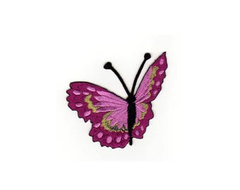 ae62 Butterfly Pink Patch Motif Animals Children Iron-On Application Patch Size 7.1 x 7 cm