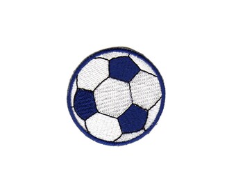 ae40 Fußball Blau Aufnäher Sport Ball Kicker Bügelbild Applikation Patch Flicken Größe 5,3 x 5,3 cm