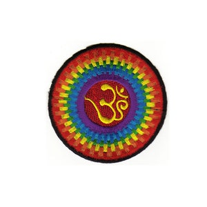 ab09 Om-teken sterren Hindoe Boeddha esoterische patch strijkapplicatie grootte 7,8 x 7,8 cm