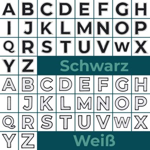 Buchstaben A bis Z - Schwarz und Weiß - Aufnäher zum Aufbügeln oder Aufnähen Bügelbild Applikation Patch Alphabet