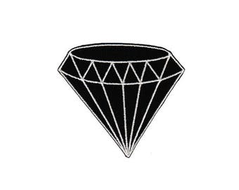 be72 Diamond Black Gemstone Sew-On Iron-On Applique Patch Size 6.9 x 6.2 cm