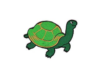 bc89 turtle green animals children's patch iron-on application patch size 7.5 x 6.5 cm