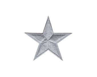 bc93 Nautical Star Grey Iron-On Patch Applique Patch Size 8.5 x 8.5 cm