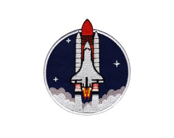 af54 - Space Shuttle Raumfahrt Aufnäher Aufbügler Bügelbild Applikation Patch Flicken 7,5 x 8,4 cm