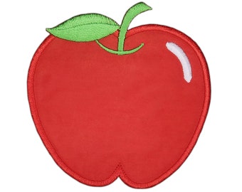 af68 - Apfel Rot Aufnäher zum aufbügeln Bügelflicken Obst Bügelbild Applikation Patch Flicken Größe 7,5 x 8 cm