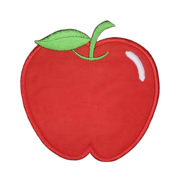 af68 - Apfel Rot Aufnäher zum aufbügeln Bügelflicken Obst Bügelbild Applikation Patch Flicken Größe 7,5 x 8 cm