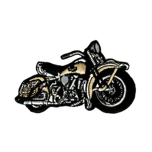bb40 Chopper Beige Motorrad Bobber Biker Kutte  Aufnäher Bügelbild Applikation Patch Flicken Größe 9,5 x 5,6 cm
