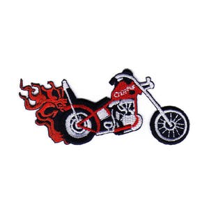 ab98 Chopper Motorrad Bike Biker Kutte Flammen Aufnäher Bügelbild Applikation Patch Flicken Größe 11 x 5 cm