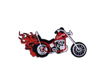 ab98 Chopper Motorrad Bike Biker Kutte Flammen Aufnäher Bügelbild Applikation Patch Flicken Größe 11 x 5 cm