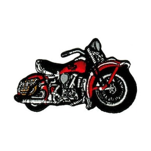bb42 Chopper Rot Motorrad Bobber Biker Kutte  Aufnäher Bügelbild Applikation Patch Flicken Größe 9,5 x 5,6 cm
