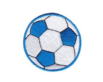 bf67  Fußball Blau Aufnäher Sport Ball Kicker Bügelbild Applikation Patch Flicken Größe 5,5 x 5,5 cm