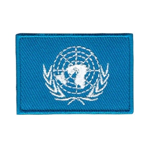 bk29 - UN United Nations Flag small patch UNO iron-on application patch size 4.8 x 3.3 cm