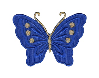 bk47 - Parche termoadhesivo mariposa pequeño azul oscuro azul 5,2 x 3,7 cm
