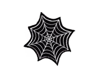 au47 Spider Web Tattoo Biker Spider Iron-On Patch Applique Size 8.0 x 7.5 cm