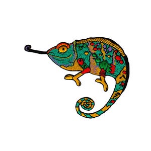 ac98 Chamäleon Camelion Aufnäher Exoten Tier Bügelbild Applikation Patch Flicken Größe 10,3 x 7,7 cm