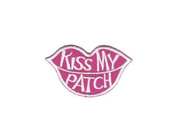 bb26 Kiss My Patch Mund Rosa Lippen Love Aufnäher Bügelbild Applikation Patch Flicken Größe 4,0 x 6,7 cm