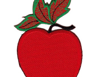 aa16 Roter Apfel Aufnäher Früchte Essen Obst Bügelbild Applikation Patch Flicken Größe 5,5 x 9,0 cm