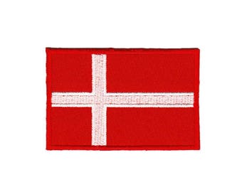 bb78 Dänemark Flagge Länder Reisen Aufnäher Bügelbild Applikation Patch Flicken Größe 7,0 x 4,8 cm