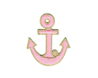 ap39 Anchor Light Pink Patch Seafaring Rockabilly Tattoo Iron-On Application Patch Size 5.5 x 6.5 cm