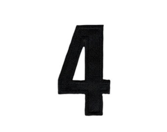 as43 Number 4 Four Black Sew-On Badge Iron-On Applique Patch Size 2.5 x 5.0 cm