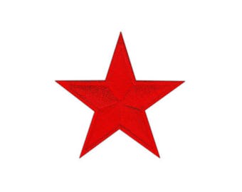 ao31 Nautical Star Red Small Iron-On Patch Applique Patch Size 4.5 x 4.5 cm