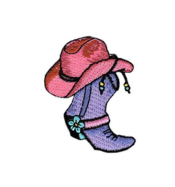 An20 Cowboy Boots Hat Purple Children's Cartoon Patch Iron-on