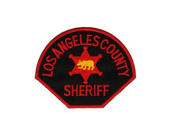 bb98 Los Angeles County Scheriff Abzeichen Aufnäher Polizei USA Bügelbild Applikation Patch Flicken Größe 10,0 x 8,0 cm