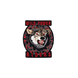 ad75 Wild Power Riders Wolf Aufnäher Tattoo Biker Kutte Bügelbild Applikation Patch Flicken Größe 7,5 x 9 cm