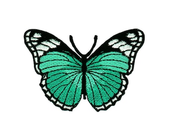 af18 Schmetterling Grün Aufnäher Falter Tiere Bügelbild Applikation Patch Flicken Kinder Größe 7,5 x 5 cm