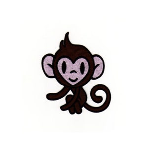 ah05 Parche termoadhesivo de animales del zoológico para niños, diseño de mono bebé marrón, tamaño 9,0 x 7,5 cm