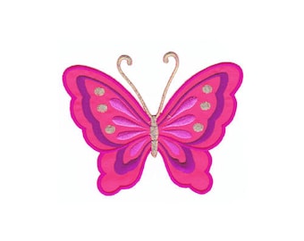 au24 Schmetterling Pink Butterfly Aufnäher Bügelbild Applikation 11,0 x 8,3 cm 