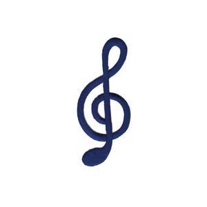 Puede incluir: Un símbolo de nota musical en clave de sol de color azul oscuro.