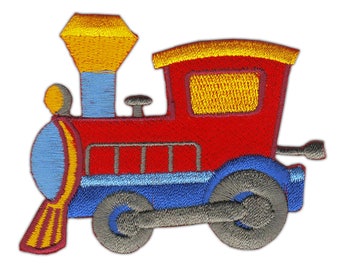 an51 Locomotive Iron-On Patch Applique Patch Steam Engine Children Size 8.0 x 6.3 cm