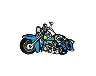 ap83 Chopper Blau Motorrad Bobber Biker Kutte  Aufnäher Bügelbild Applikation Patch Flicken Größe 9,0 x 5,5 cm