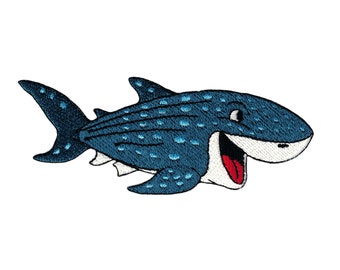 ab20 whale fish shark iron-on patch applique patch size 11.2 x 4.2 cm