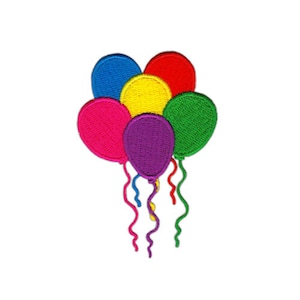 Écusson thermocollant pour enfants, motif ballons, couleurs vives, dimensions : 7,9 x 5,3 cm