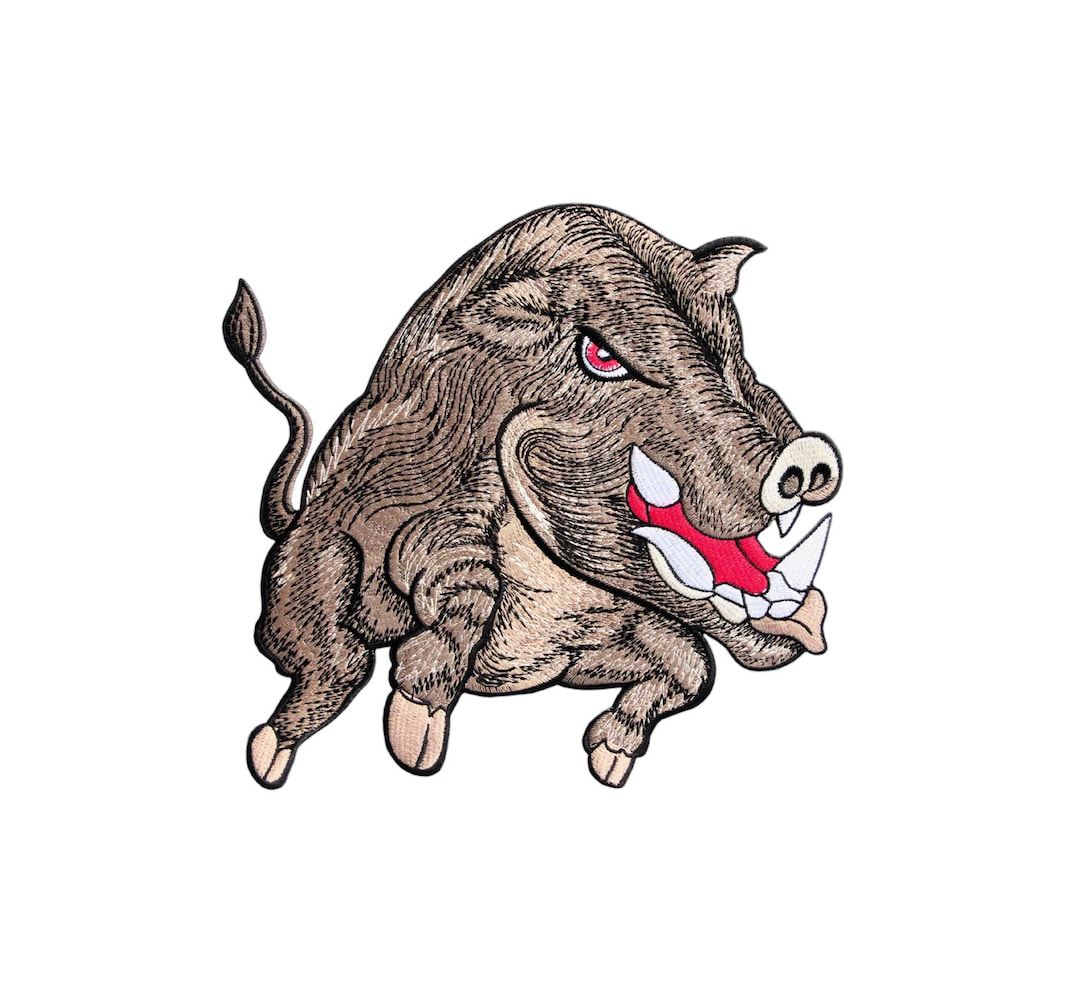 Backpatch58 Wild Boar Pig Boar Brown Large Patch Back Patch Iron-on ...