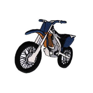 ak51 - Enduro Motorrad Blau Aufnäher Größe 7,0 x 6,5 cm Bügelbild zum aufbügeln aufnähen Applikation Patch Flicken Dirt Bike Cross Biker