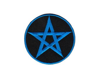 an67 Pentagram Blue Patch Badge Iron-On Applique Patch Size 6.9 x 6.9 cm