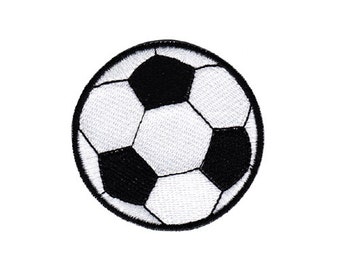 bf70 Fußball Schwarz Aufnäher Sport Ball Kicker Bügelbild Applikation Patch Flicken Größe 5,5 x 5,5 cm