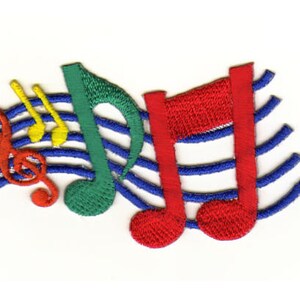 aa04 Noten Schlüssel Musik Aufnäher Bügelbild Applikation Patch Flicken Kinder Größe 7,4 cm x 5,0 cm