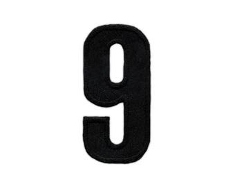 as59 Number 9 Nine Black Sew-On Badge Iron-On Applique Patch Size 2.5 x 5.0 cm