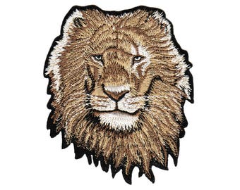 af09 Löwen Kopf Tiere Aufnäher Bügelbild Applikation Patch Flicken Kinder Größe 8,2 x 10 cm