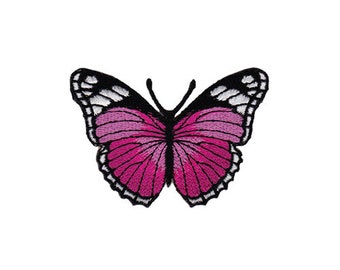 bg79 Butterfly Pink Patch Motif Animals Children Iron-On Application Patch Size 7.5 x 5.3 cm