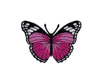 BG79 Patch Papillon Rose Papillon Animaux Enfants Patch thermocollant Taille 7,5 x 5,3 cm