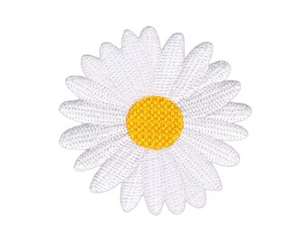 ae45 Marguerite Fleur Blanc Patch Thermocollant à Coudre Taille d'Application 6,0 x 6,0 cm