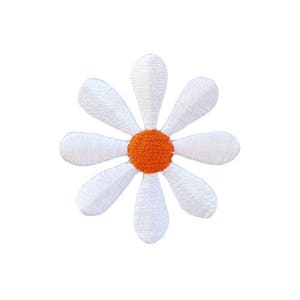 as99 Blüte Weiß Orange Blume Aufnäher Pflanzen Bügelbild Applikation Patch Flicken Größe 3,5 x 3,5 cm