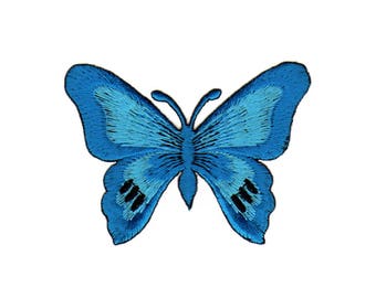 ae19 Patch Papillon Bleu Papillon Animaux Enfants Patch Thermocollant Taille 7,5 x 5,7 cm