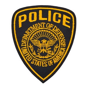 au08 - Police Department Abzeichen USA Security Aufnäher Bügelbild Applikation Patch Flicken Karneval Fasching Kostüm Größe 7,5 x 9,0 cm